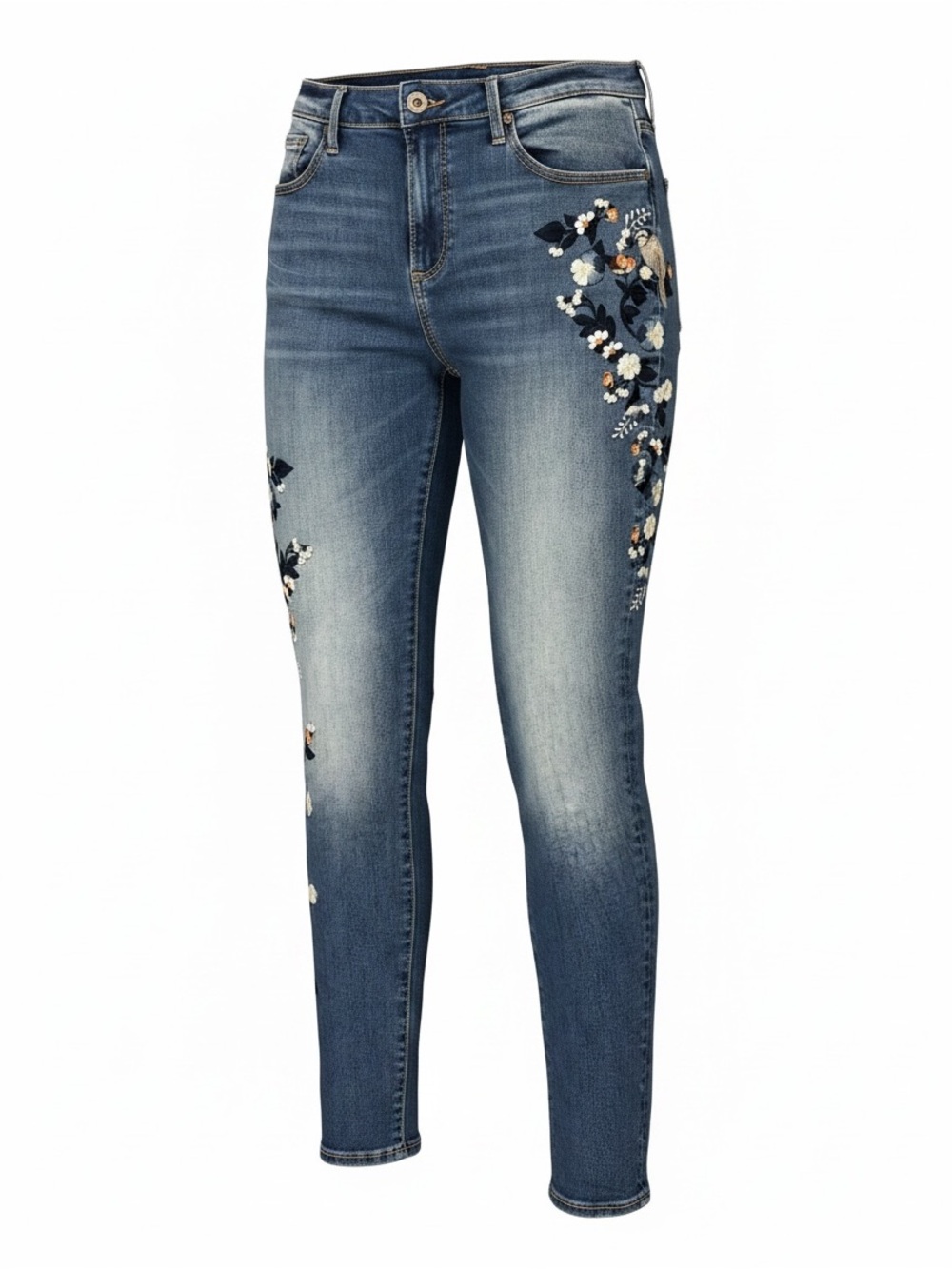 Women’s Driftwood Jackie Floral and Bird Embroidered Skinny Jeans Size 32